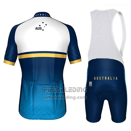 2018 Fietskleding Australie Wit en Blauw Korte Mouwen en Koersbroek